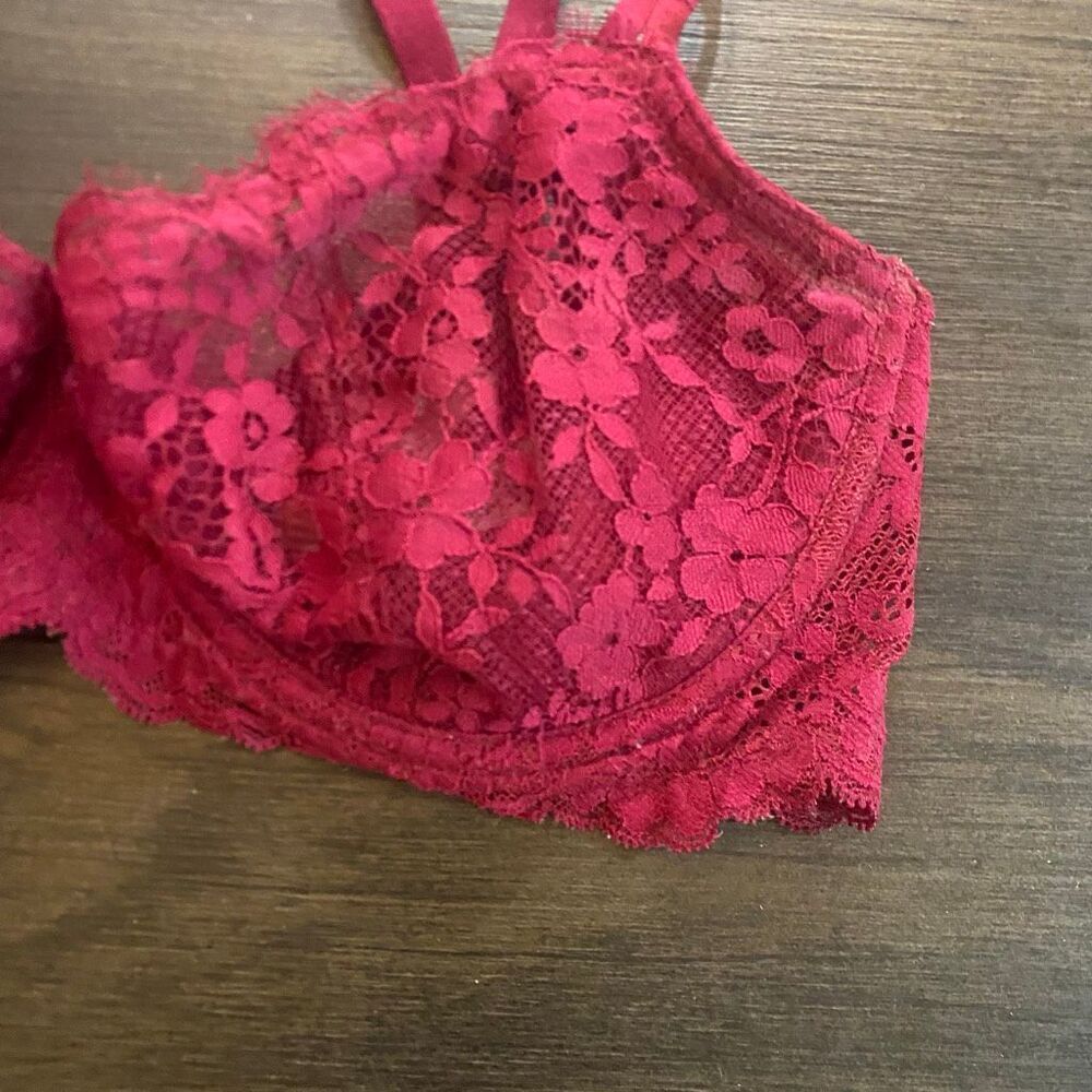 Victoria’s Secret bra wired size 36 DD lace purplish red - Picture 2 of 4